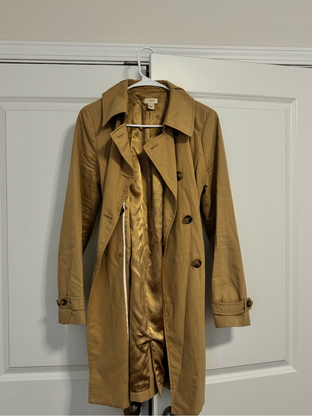 J. Crew Camel Trench Coat with Satin Lining
